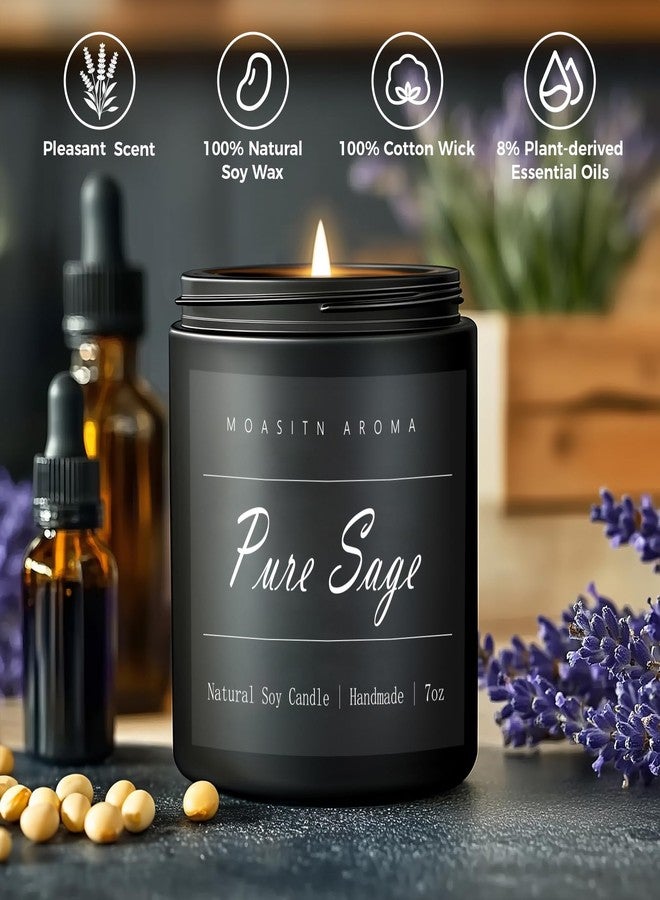 MOASITN شمعة معطرة برائحة المريمية النقية من موآستن للمنزل | شمعة صويا عضوية | شموع معطرة يدوية الصنع تدوم طويلاً | هدية للنساء والرجال للاسترخاء، ولحفلات الانتقال إلى منزل جديد، وللخريف | 7 أونصة - Image 2